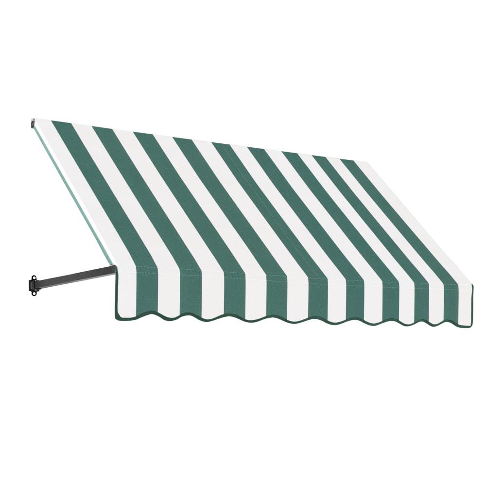 Awntech 6.375 ft Dallas Retro Fixed Awning Acrylic Fabric, Forest/White Stripe. Picture 1