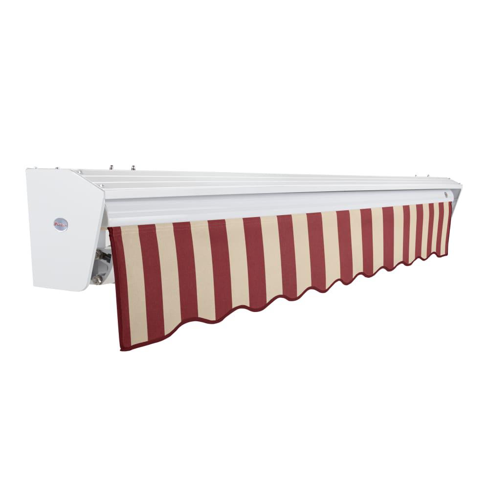 14' x 10' Destin Right Motorized Patio Retractable Awning, Burgundy/Tan Stripe. Picture 2