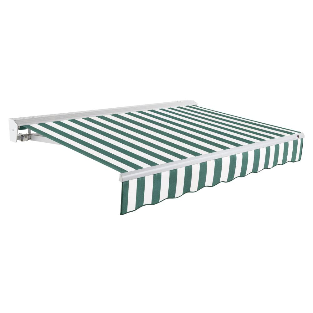 14' x 10' Destin Right Motorized Patio Retractable Awning, Forest/White Stripe. Picture 1