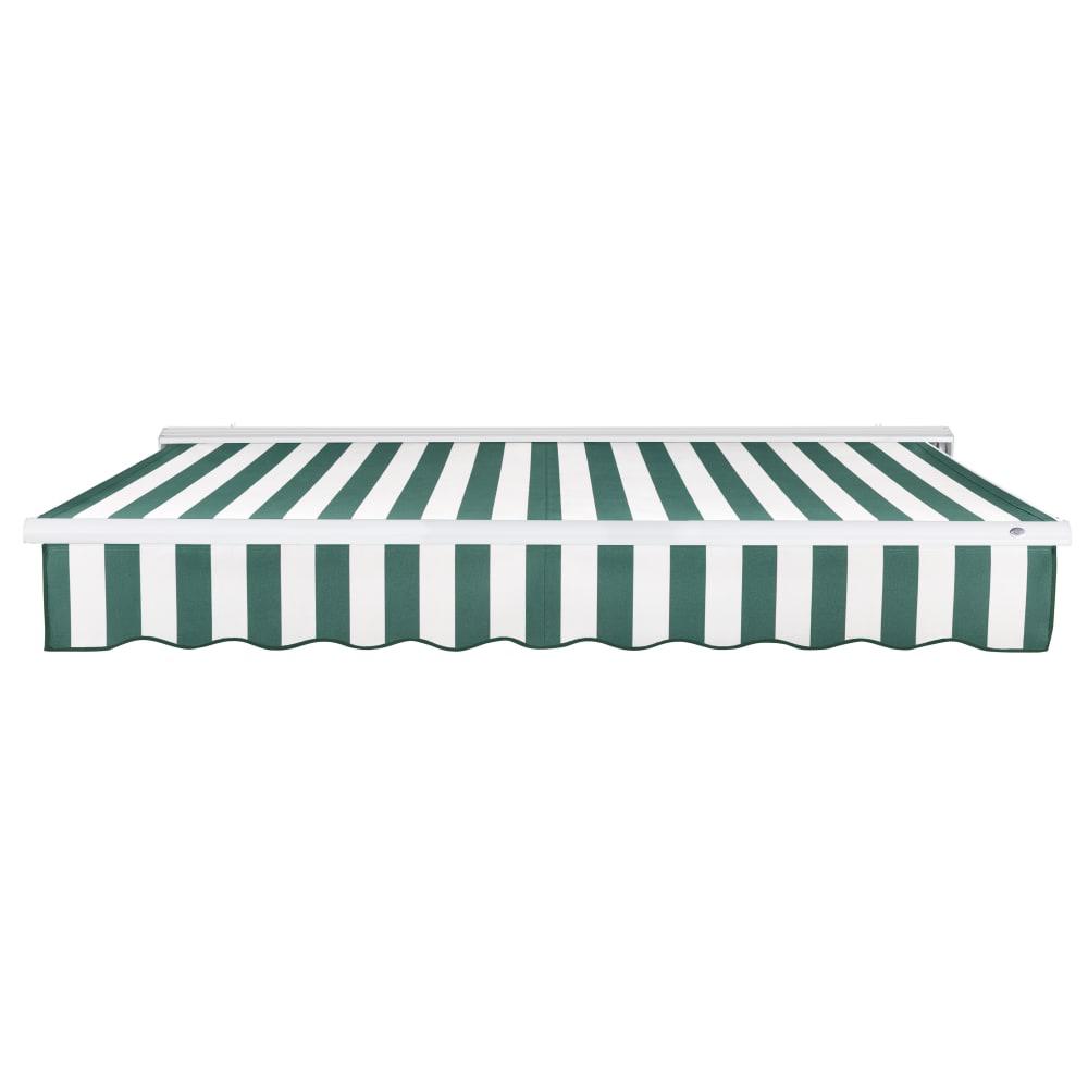 24' x 10' Destin Right Motorized Patio Retractable Awning, Forest/White Stripe. Picture 3