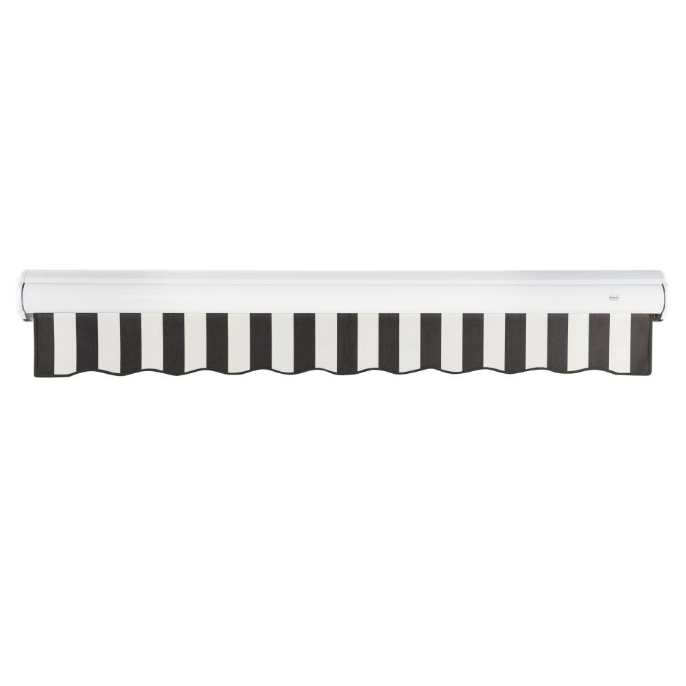 14' x 10' Full Cassette Manual Patio Retractable Awning, Black/White Stripe. Picture 4