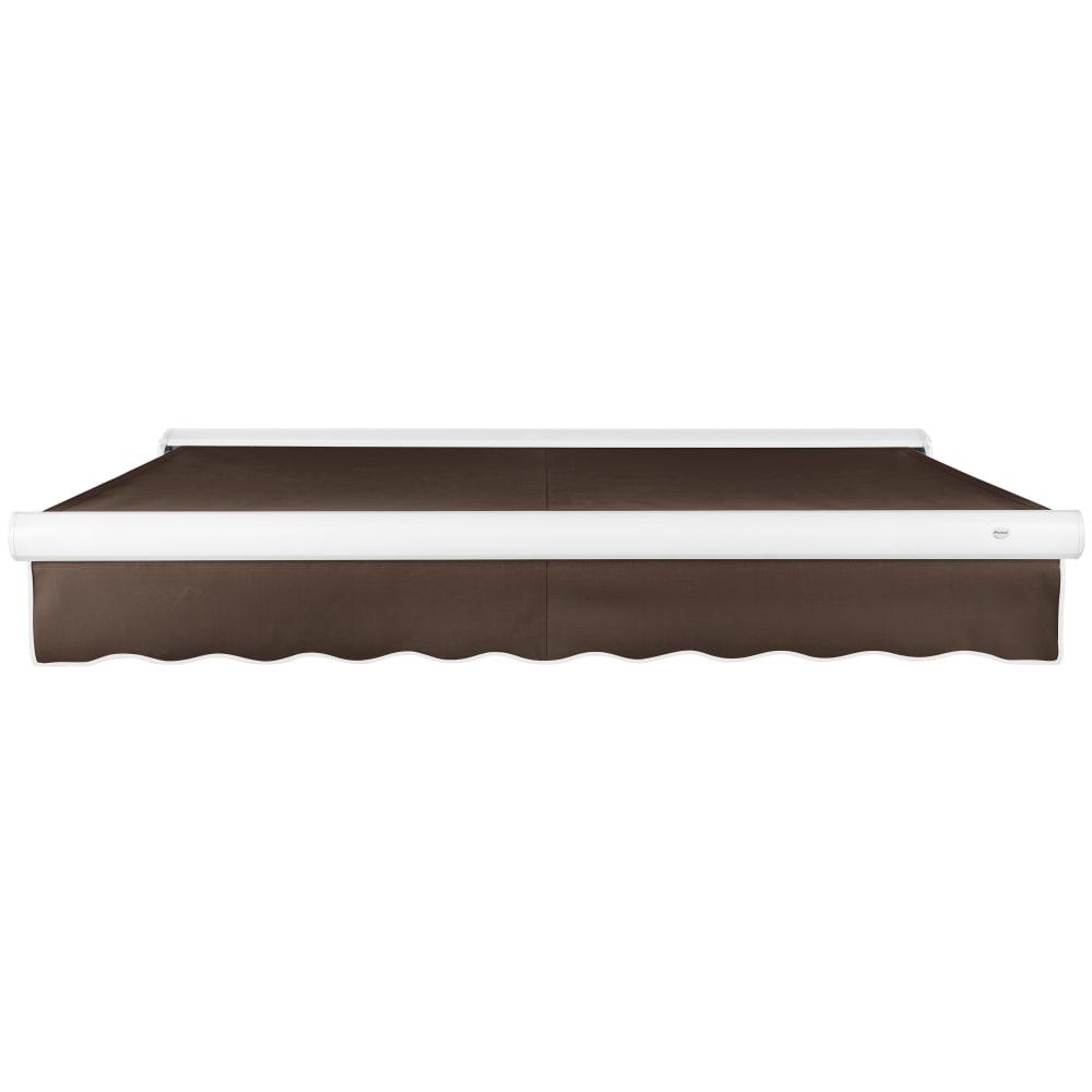 18' x 10' Full Cassette Manual Patio Retractable Awning Acrylic Fabric, Brown. Picture 3