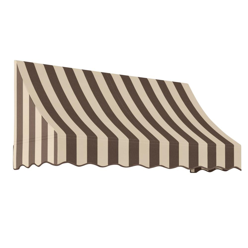 Awntech 5.375 ft Nantucket Fixed Awning Acrylic Fabric, Brown/Tan Stripe. Picture 1