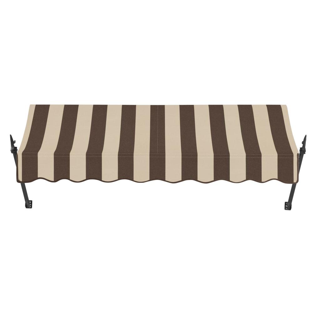 Awntech 10.375 ft New Orleans Fixed Awning Acrylic Fabric, Brown/Tan Stripe. Picture 2