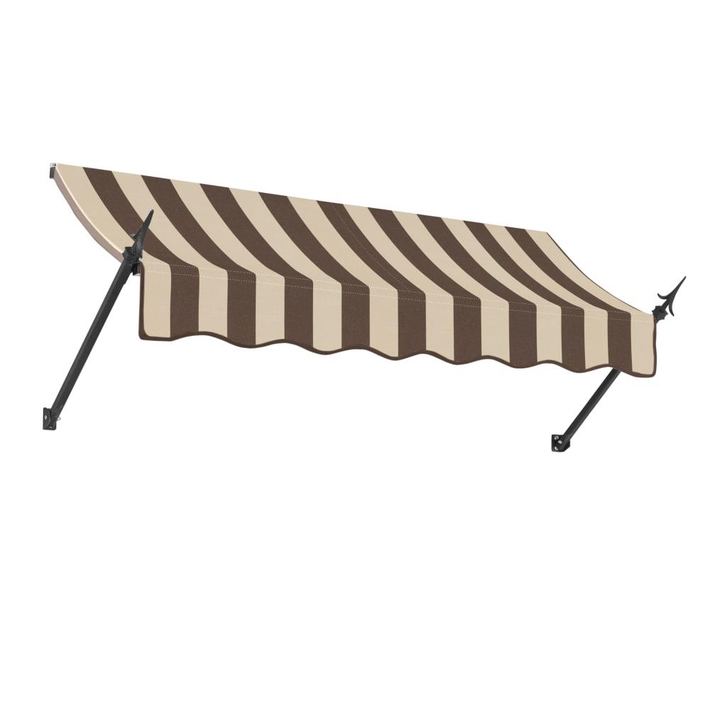 Awntech 10.375 ft New Orleans Fixed Awning Acrylic Fabric, Brown/Tan Stripe. Picture 1