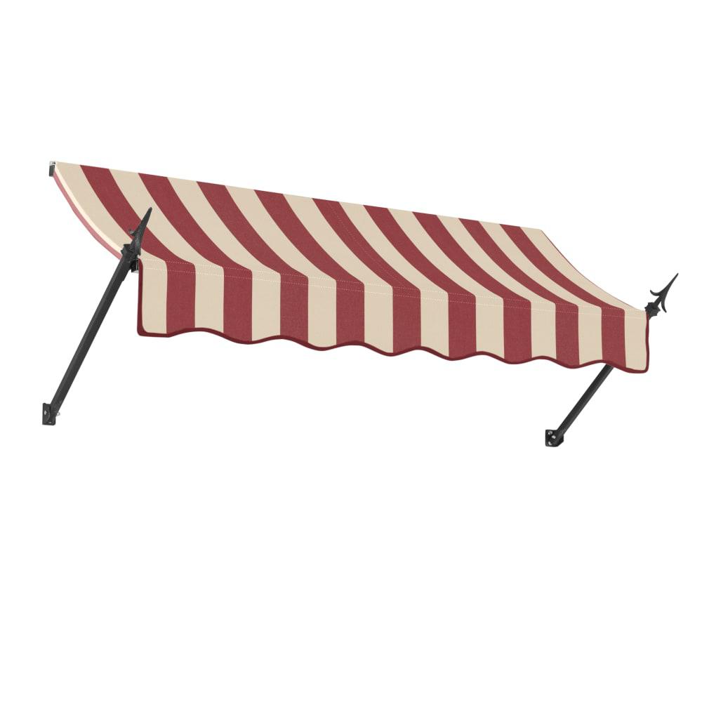 Awntech 10.375 ft New Orleans Fixed Awning Acrylic Fabric, Burgundy/Tan Stripe. Picture 1