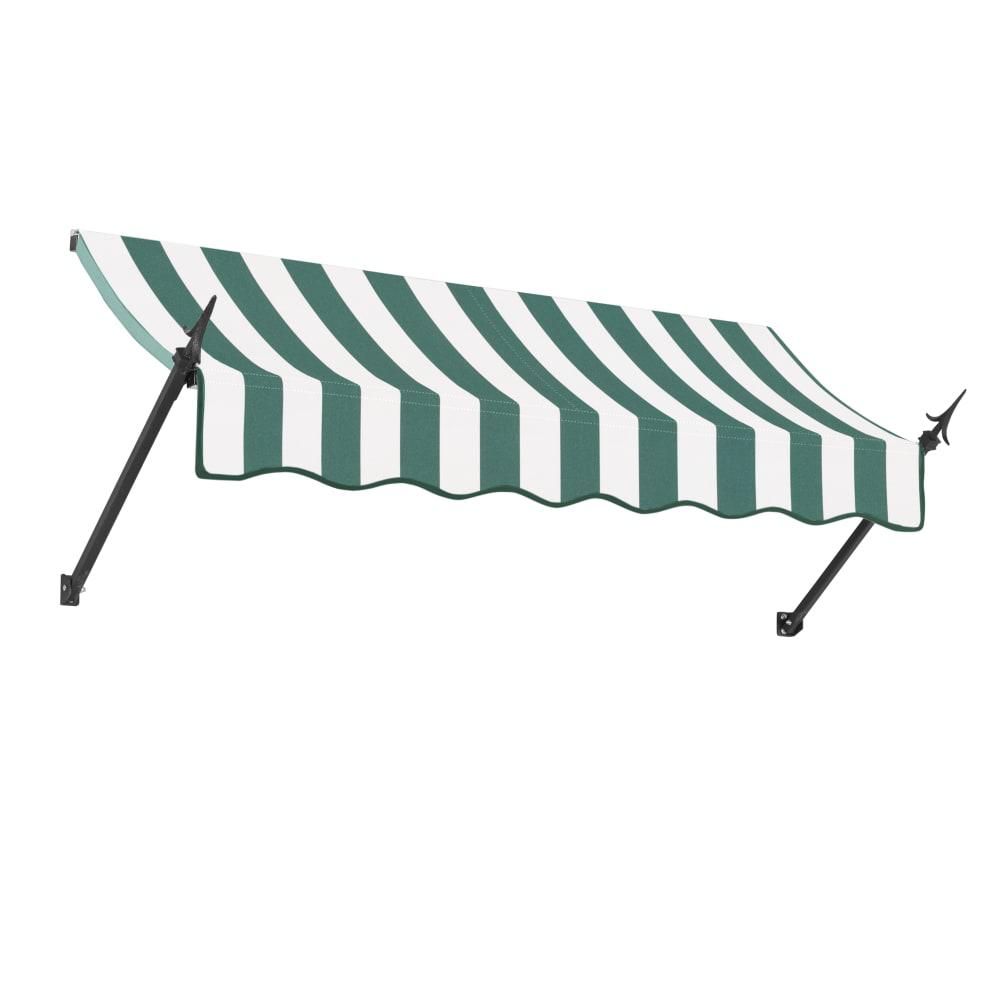 Awntech 10.375 ft New Orleans Fixed Awning Acrylic Fabric, Forest/White Stripe. Picture 1