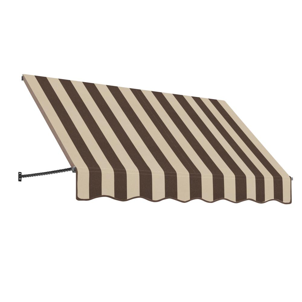 Awntech 6.375 ft Santa Fe Fixed Awning Acrylic Fabric, Brown/Tan Stripe. Picture 1