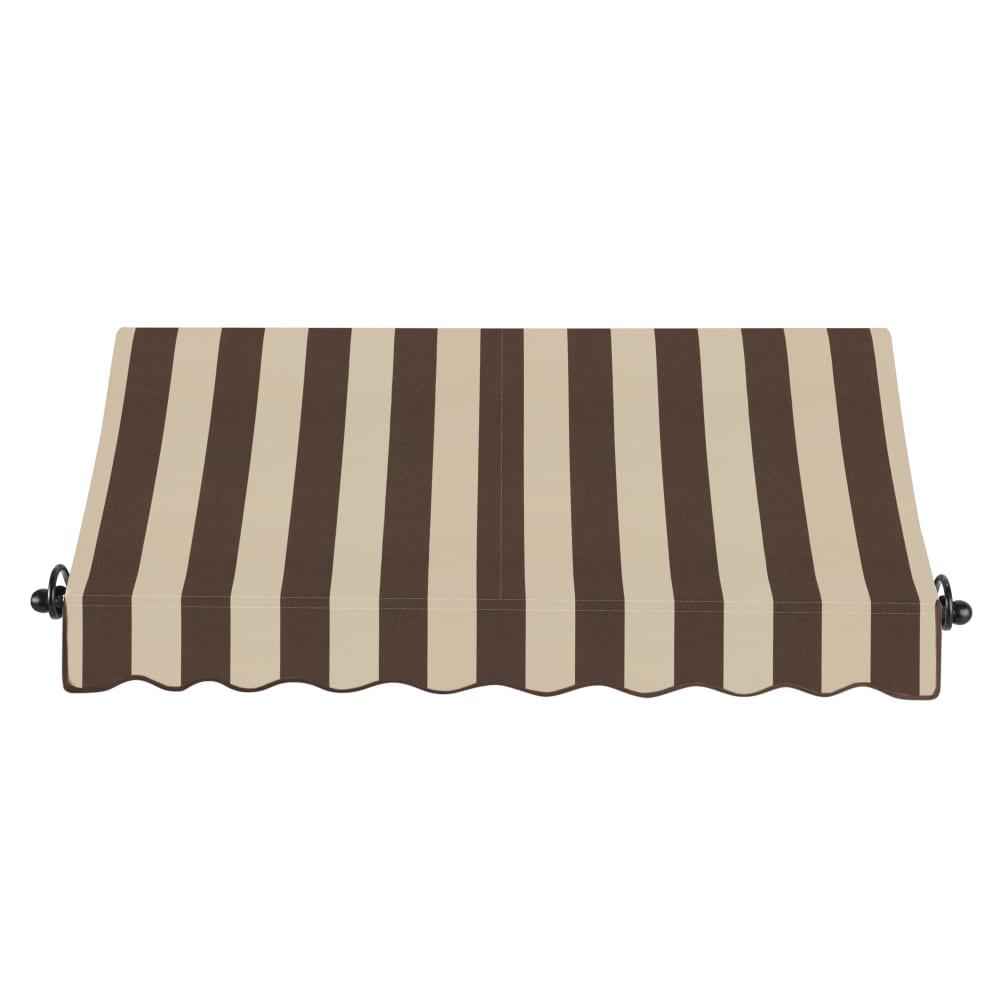 Awntech 5.375 ft Charleston Fixed Awning Acrylic Fabric, Brown/Tan Stripe. Picture 2