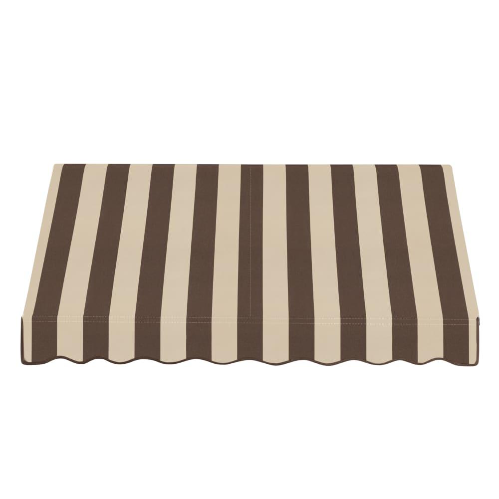Awntech 7.375 ft Dallas Retro Fixed Awning Acrylic Fabric, Brown/Tan Stripe. Picture 2