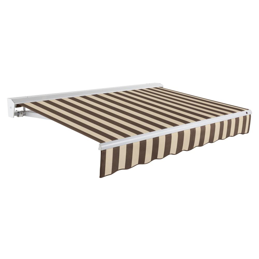20' x 10' Destin Right Motorized Patio Retractable Awning, Brown/Tan Stripe. Picture 1