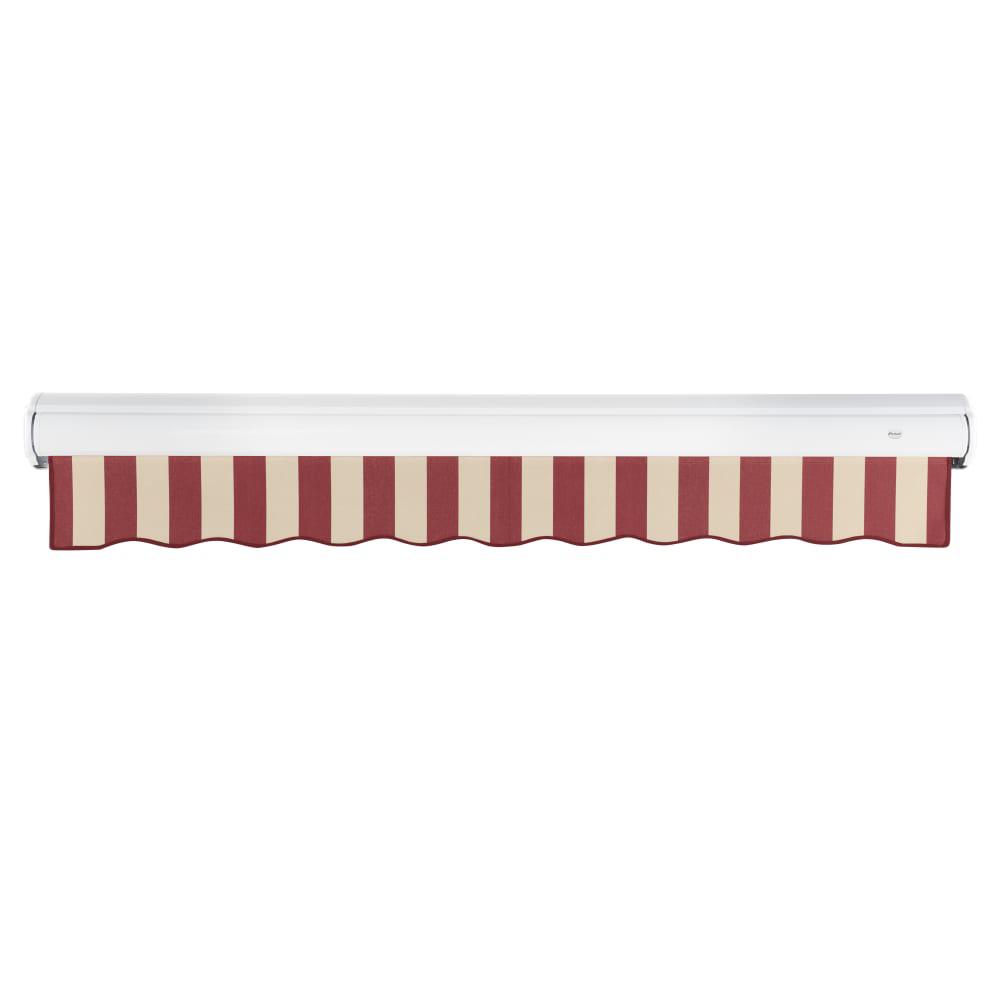 16' x 10' Full Cassette Manual Patio Retractable Awning, Burgundy/Tan Stripe. Picture 4