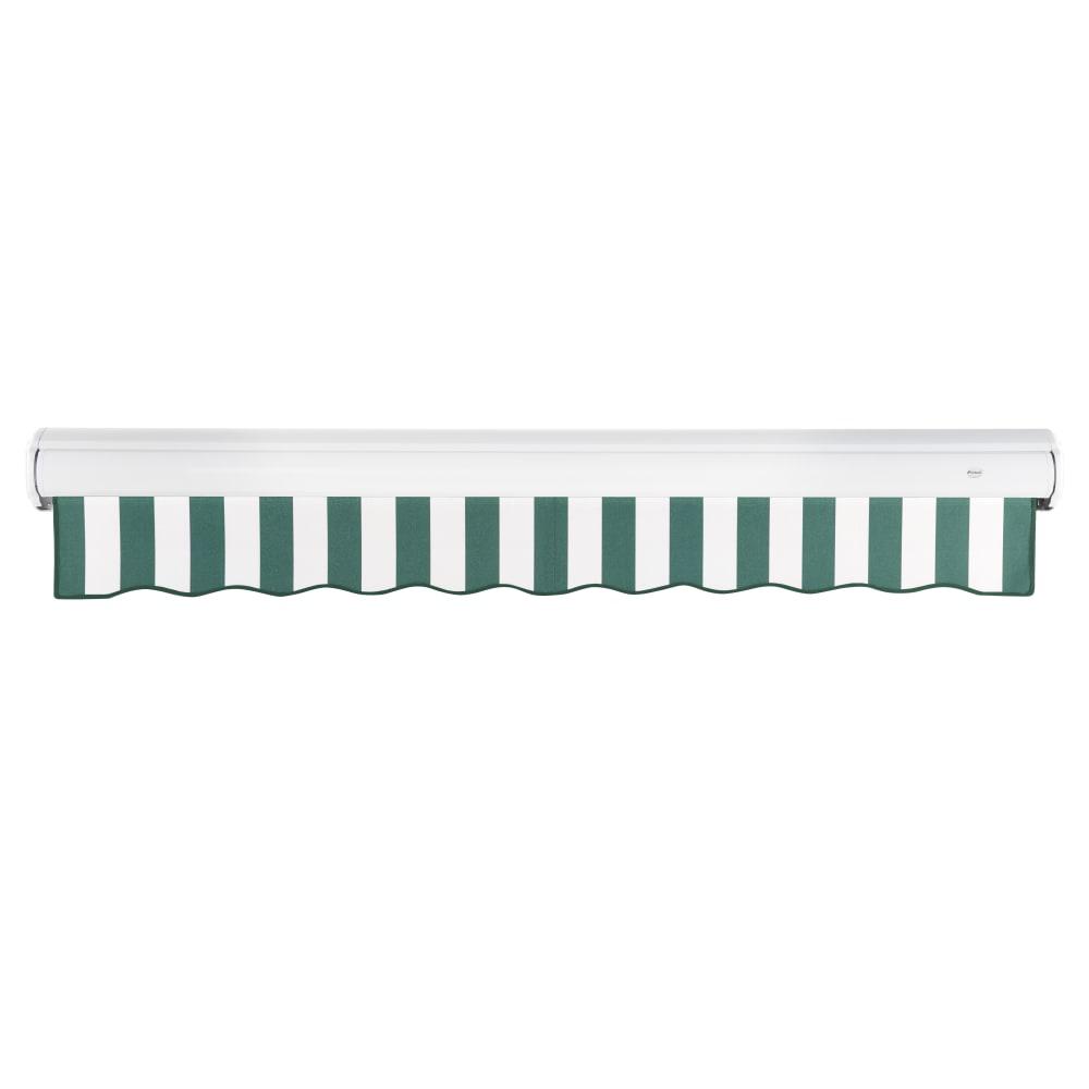 16' x 10' Full Cassette Manual Patio Retractable Awning, Forest/White Stripe. Picture 4