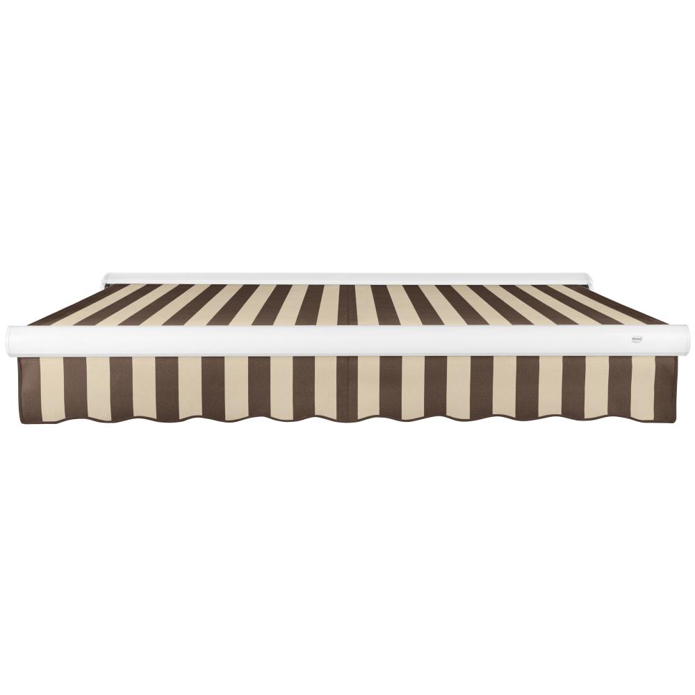 16' x 10' Full Cassette Manual Patio Retractable Awning, Brown/Tan Stripe. Picture 3