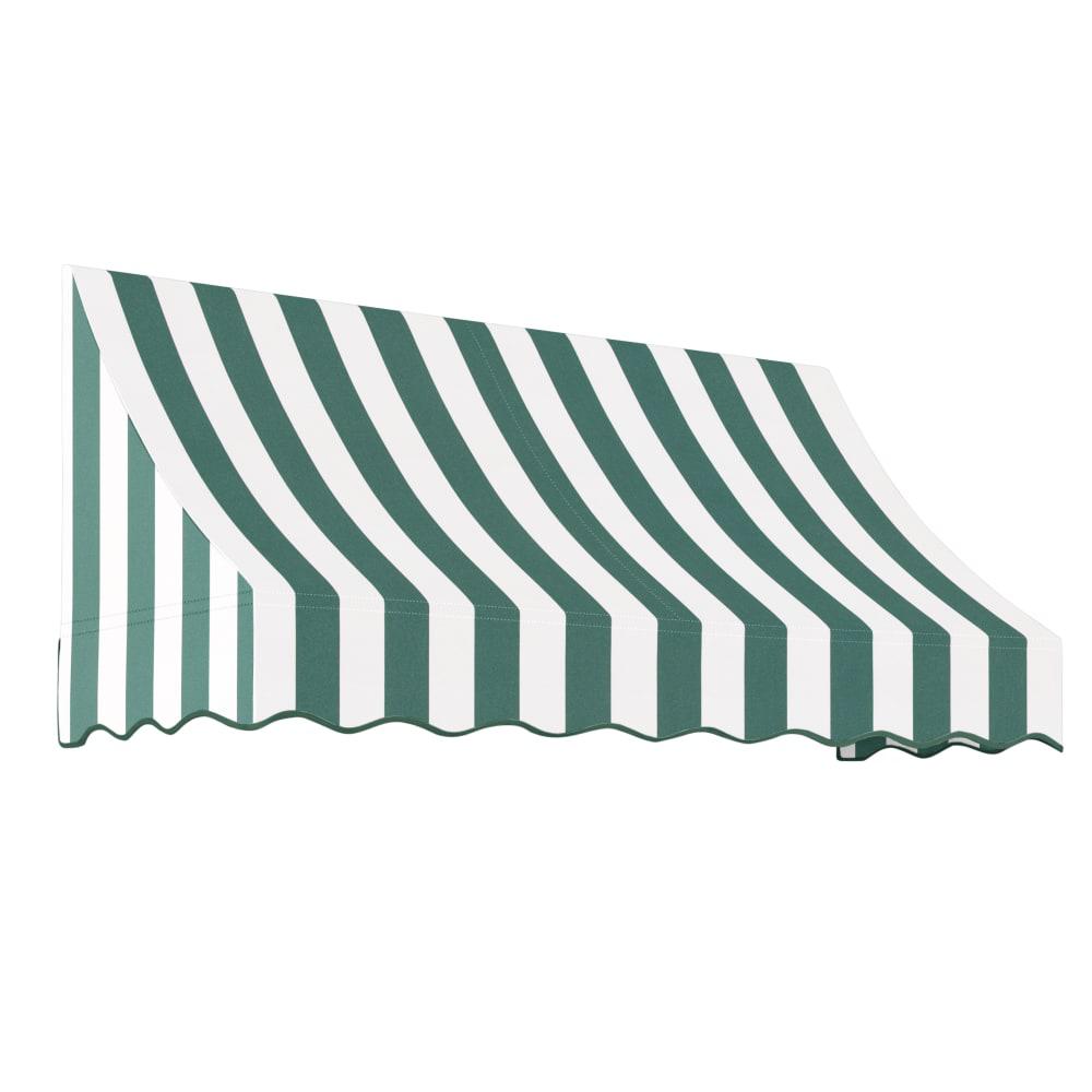 Awntech 8.375 ft Nantucket Fixed Awning Acrylic Fabric, Forest/White Stripe. Picture 1