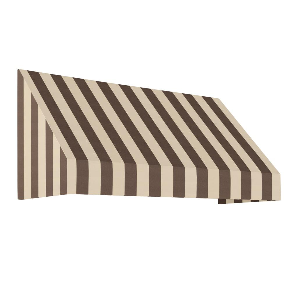 Awntech 8.375 ft New Yorker Fixed Awning Acrylic Fabric, Brown/Tan Stripe. Picture 1