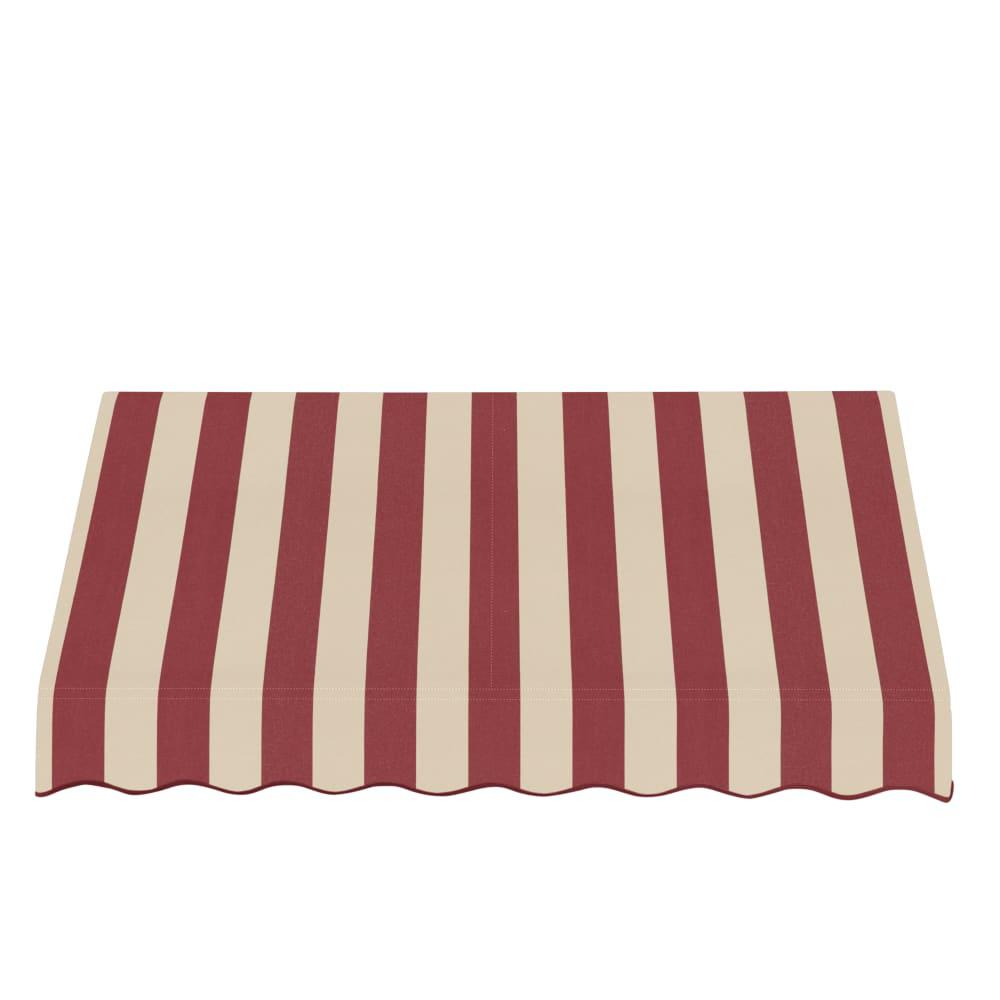 Awntech 8.375 ft San Francisco Fixed Awning Acrylic Fabric, Burgundy/Tan Stripe. Picture 2