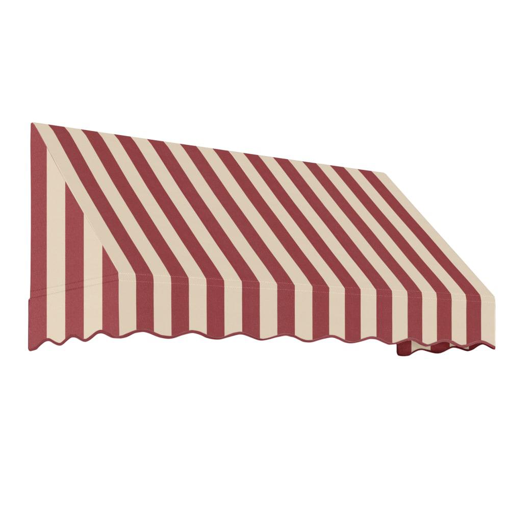 Awntech 8.375 ft San Francisco Fixed Awning Acrylic Fabric, Burgundy/Tan Stripe. Picture 1