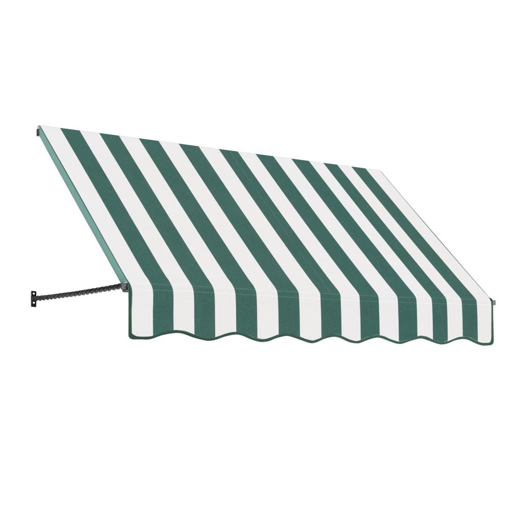 Awntech 6.375 ft Santa Fe Fixed Awning Acrylic Fabric, Forest/White Stripe. Picture 1