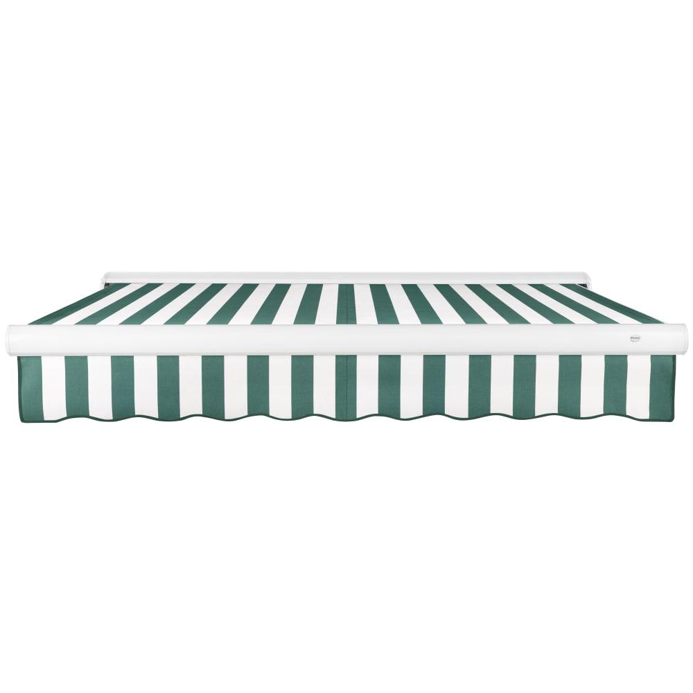 18' x 10' Full Cassette Manual Patio Retractable Awning, Forest/White Stripe. Picture 3