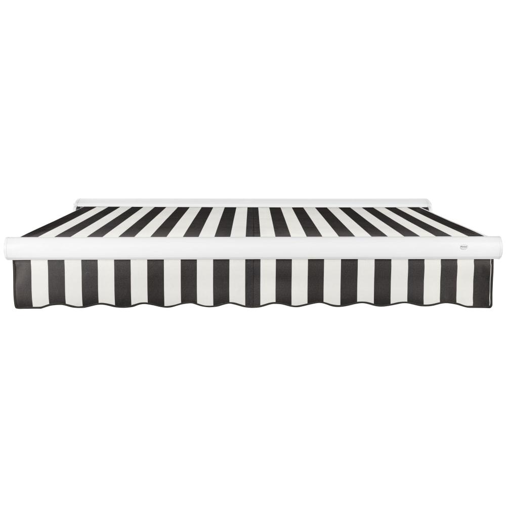 18' x 10' Full Cassette Manual Patio Retractable Awning, Black/White Stripe. Picture 3