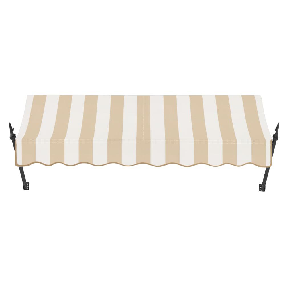 Awntech 6.375 ft New Orleans Fixed Awning Acrylic Fabric, Linen/White Stripe. Picture 2