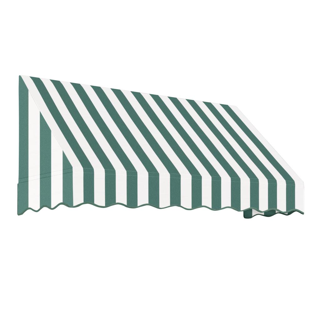 Awntech 8.375 ft San Francisco Fixed Awning Acrylic Fabric, Forest/White Stripe. Picture 1