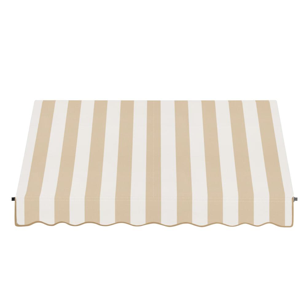 Awntech 8.375 ft Santa Fe Fixed Awning Acrylic Fabric, Linen/White Stripe. Picture 2