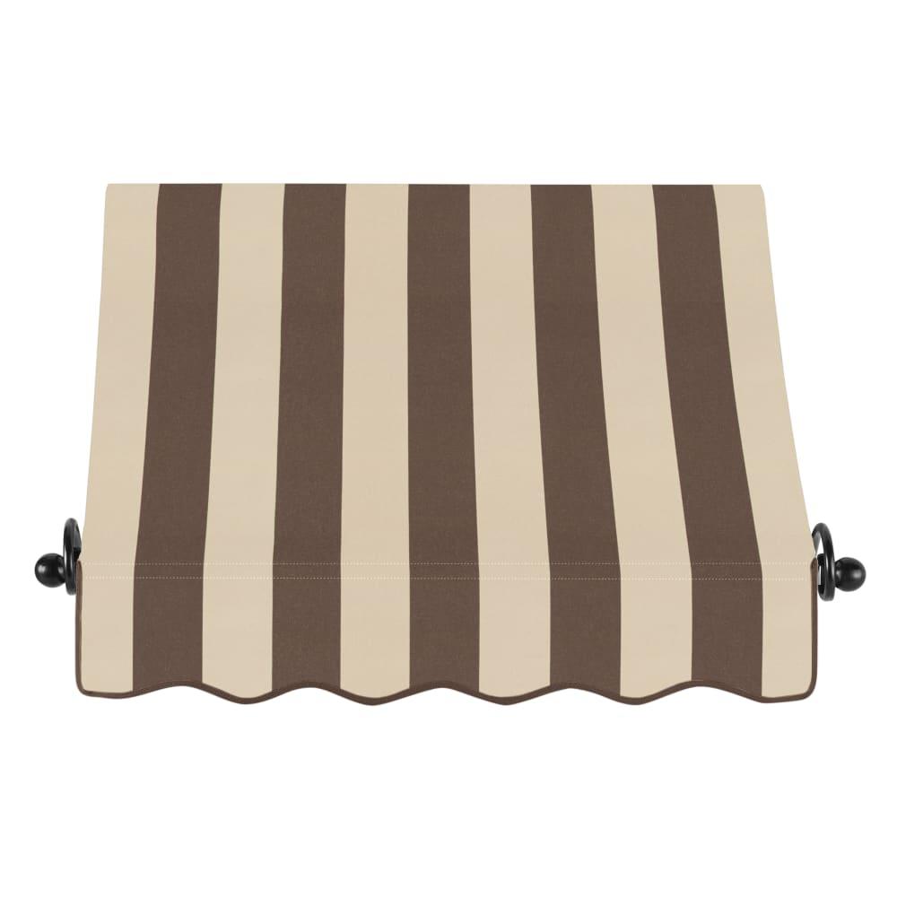 Awntech 4.375 ft Charleston Fixed Awning Acrylic Fabric, Brown/Tan Stripe. Picture 2