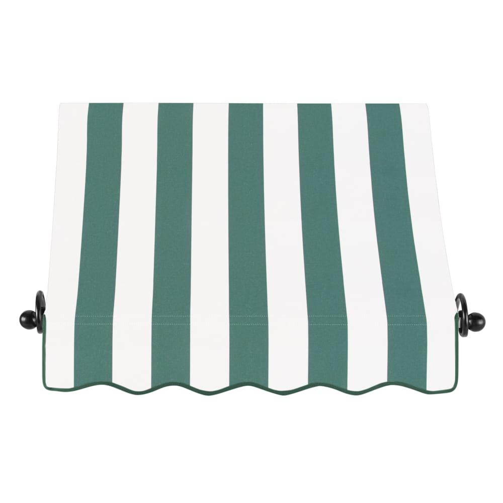 Awntech 4.375 ft Charleston Fixed Awning Acrylic Fabric, Forest/White Stripe. Picture 2