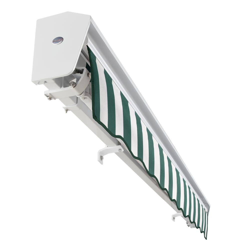 20' x 10' Destin Right Motorized Patio Retractable Awning, Forest/White Stripe. Picture 5