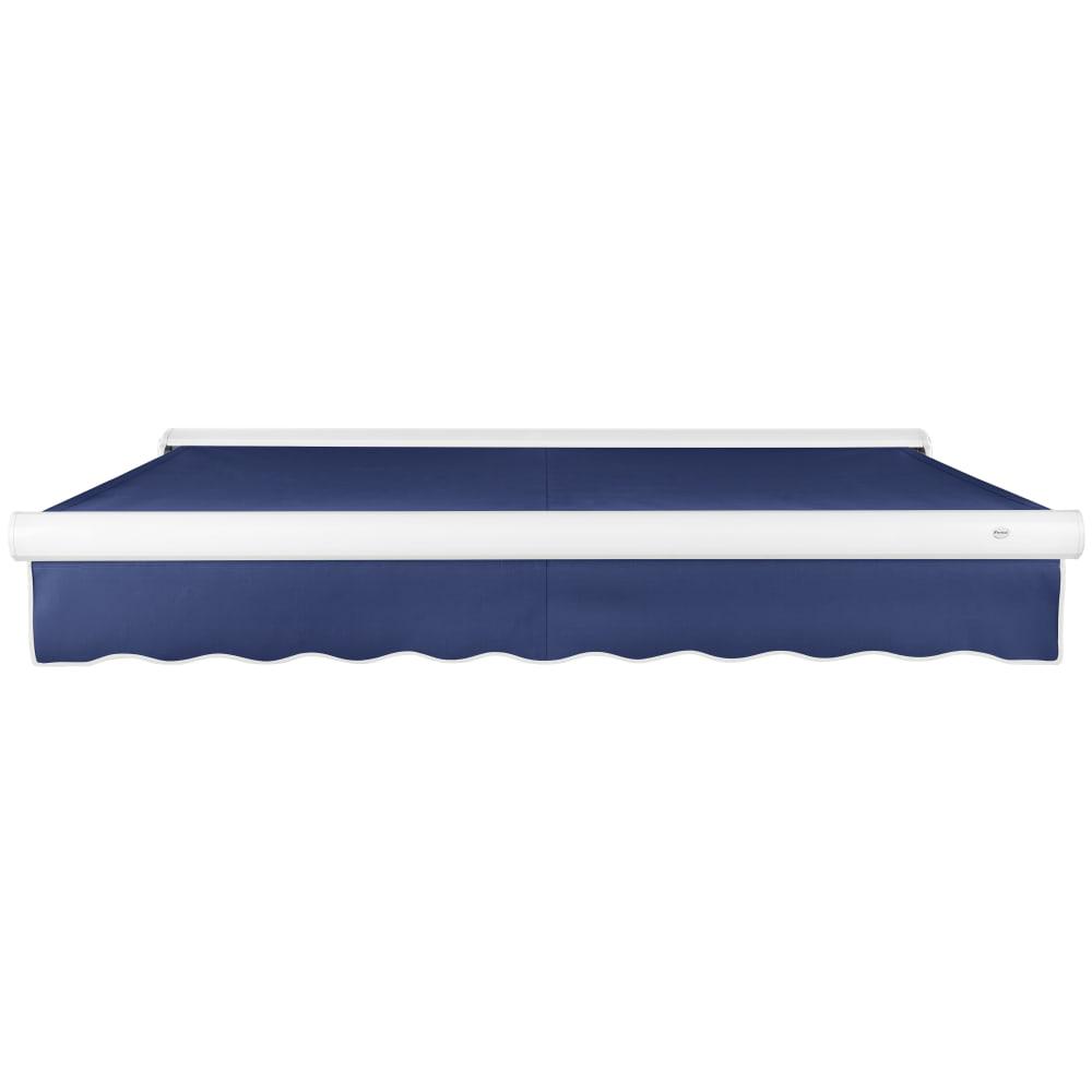 24' x 10' Full Cassette Manual Patio Retractable Awning Acrylic Fabric, Navy. Picture 3