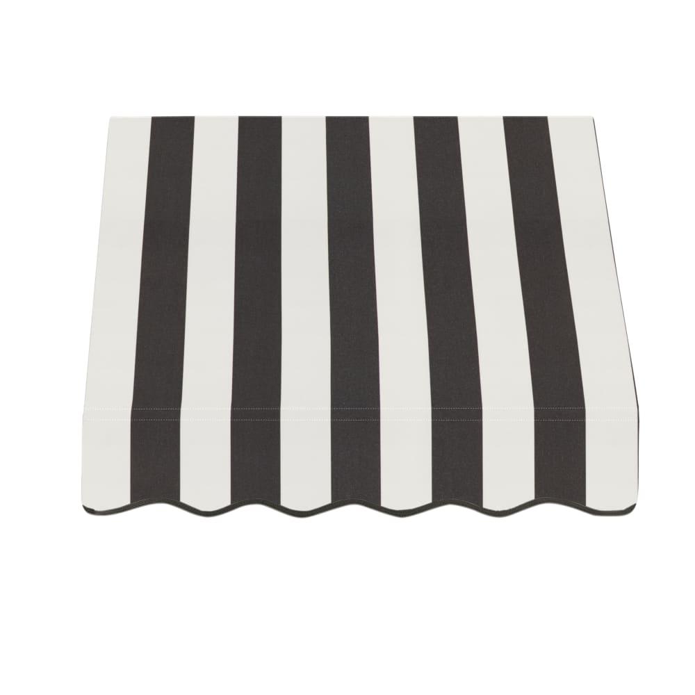 Awntech 3.375 ft San Francisco Fixed Awning Acrylic Fabric, Black/White Stripe. Picture 2