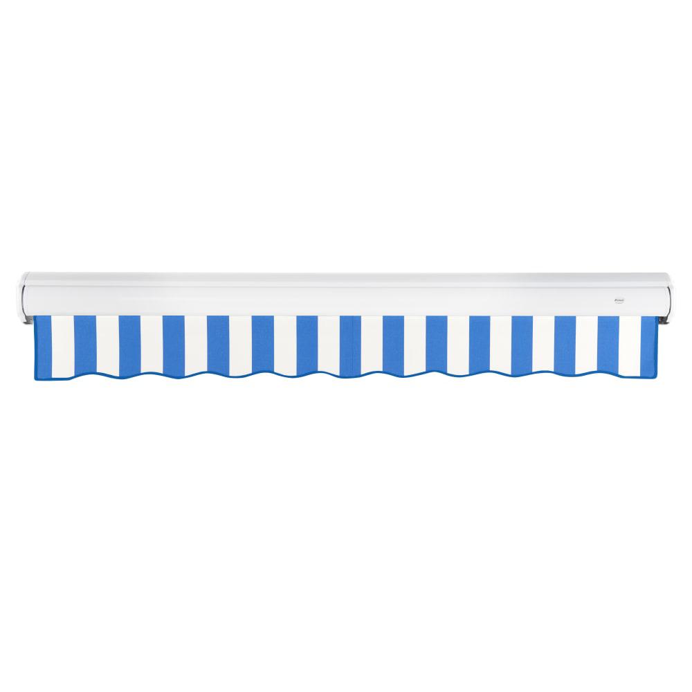 Full Cassette Manual Patio Retractable Awning, Bright Blue/White Stripe. Picture 4