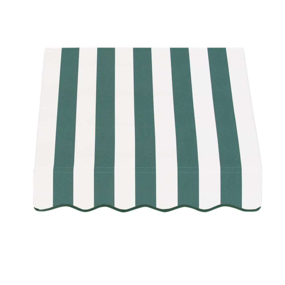 Awntech 4.375 ft San Francisco Fixed Awning Acrylic Fabric, Forest/White Stripe. Picture 2