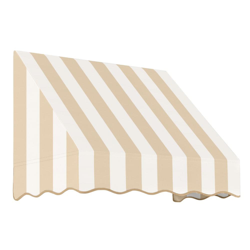 Awntech 4.375 ft San Francisco Fixed Awning Acrylic Fabric, Linen/White Stripe. Picture 1