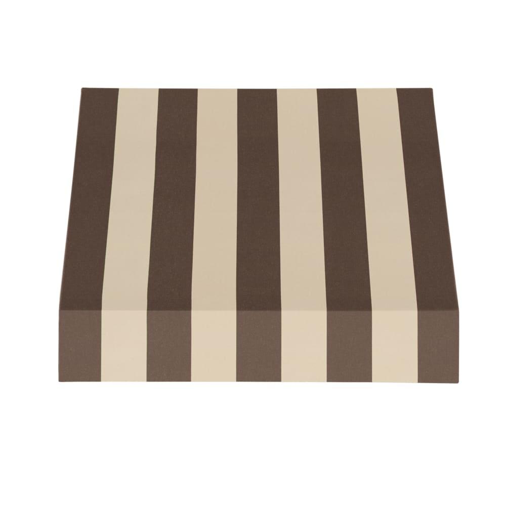 Awntech 3.375 ft New Yorker Fixed Awning Acrylic Fabric, Brown/Tan Stripe. Picture 2