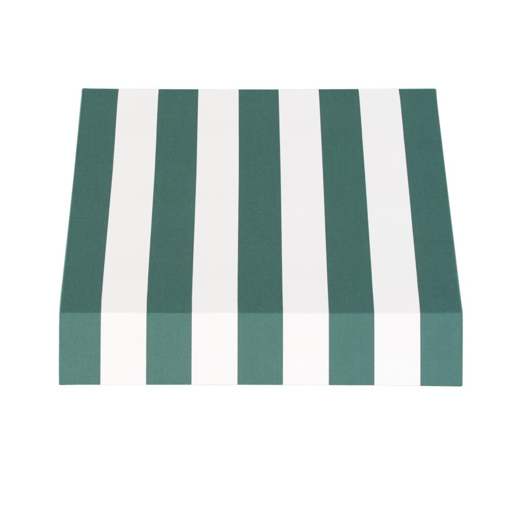Awntech 3.375 ft New Yorker Fixed Awning Acrylic Fabric, Forest/White Stripe. Picture 2