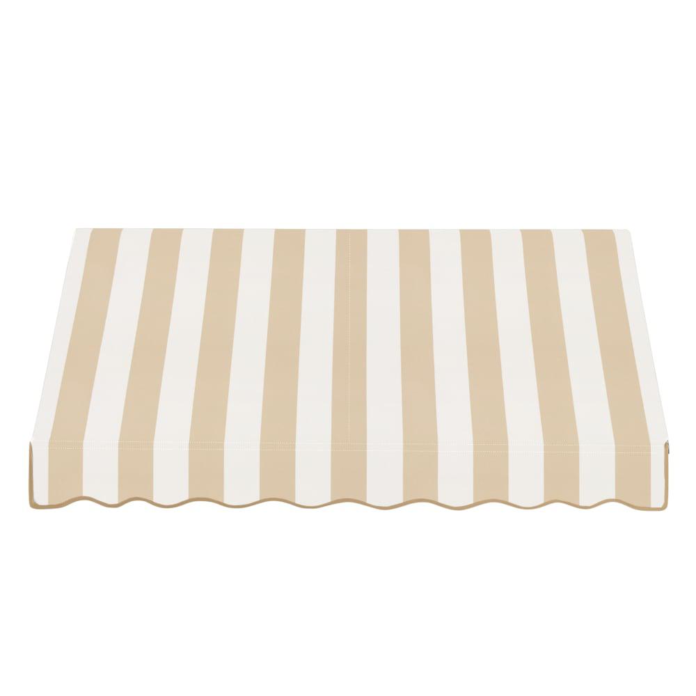 Awntech 10.375 ft Dallas Retro Fixed Awning Acrylic Fabric, Linen/White Stripe. Picture 2