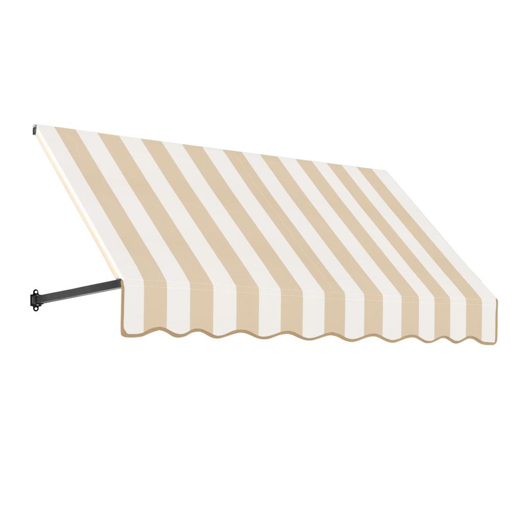 Awntech 10.375 ft Dallas Retro Fixed Awning Acrylic Fabric, Linen/White Stripe. Picture 1