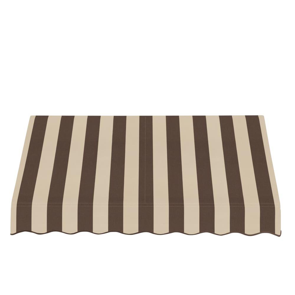 Awntech 8.375 ft San Francisco Fixed Awning Acrylic Fabric, Brown/Tan Stripe. Picture 2