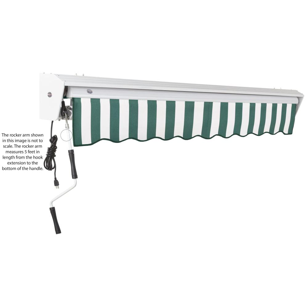 12' x 10' Destin Manual Patio Retractable Awning, Forest/White Stripe. Picture 6