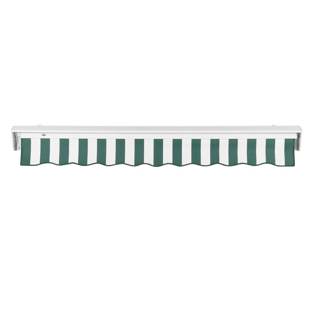 12' x 10' Destin Manual Patio Retractable Awning, Forest/White Stripe. Picture 4