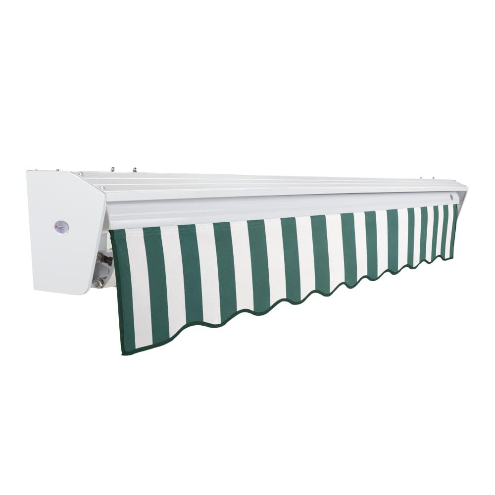 12' x 10' Destin Manual Patio Retractable Awning, Forest/White Stripe. Picture 2