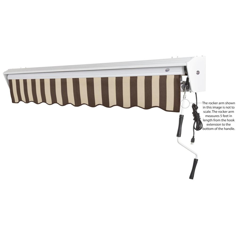 12' x 10' Destin Right Motorized Patio Retractable Awning, Brown/Tan Stripe. Picture 6