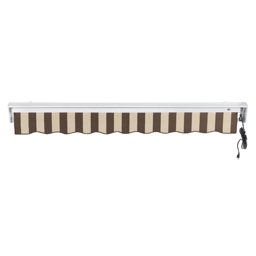 12' x 10' Destin Right Motorized Patio Retractable Awning, Brown/Tan Stripe. Picture 4
