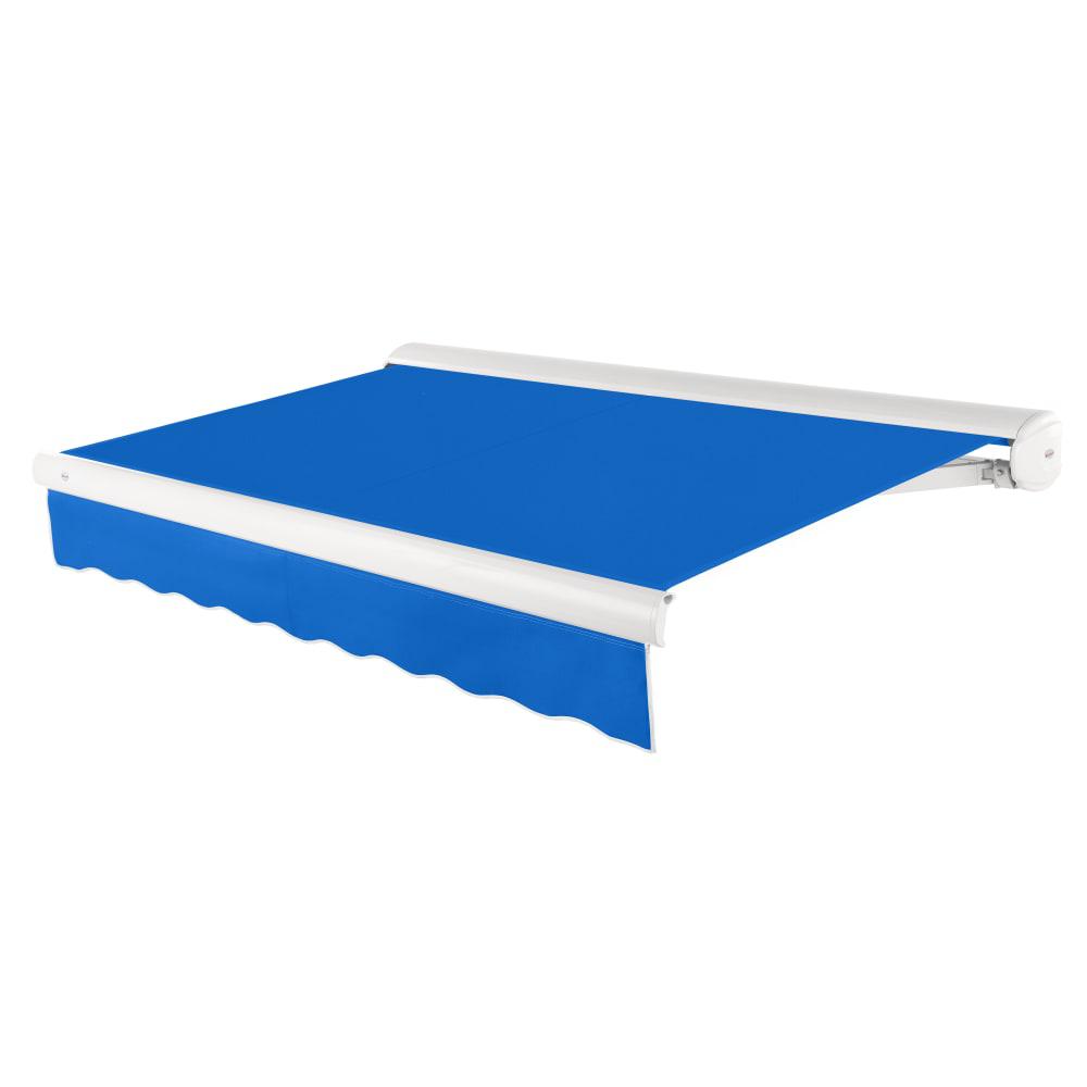 12' x 10' Full Cassette Left Motorized Patio Retractable Awning, Bright Blue. Picture 1
