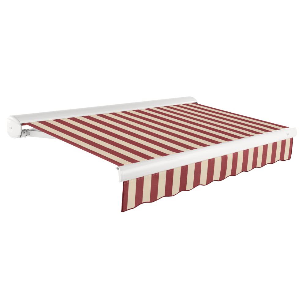 12' x 10' Full Cassette Manual Patio Retractable Awning, Burgundy/Tan Stripe. Picture 1