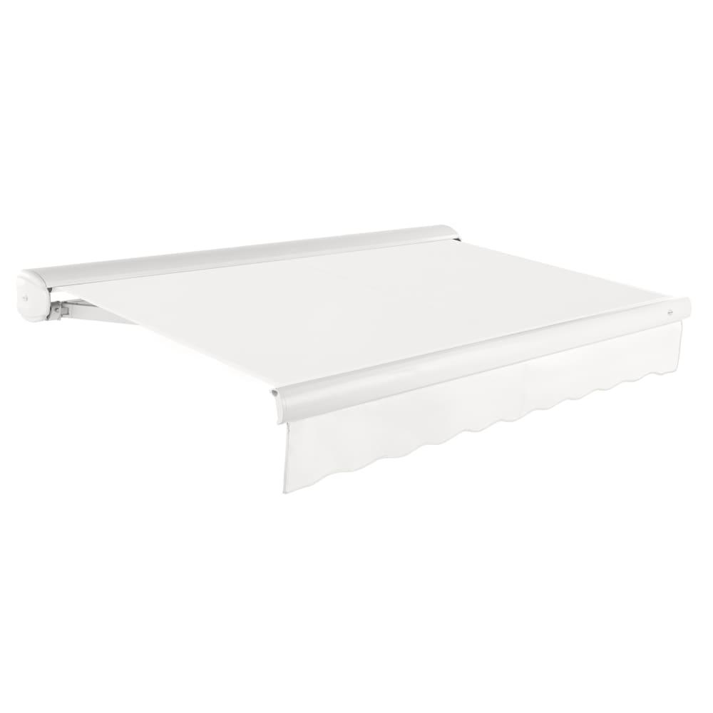 12' x 10' Full Cassette Manual Patio Retractable Awning Acrylic Fabric, White. Picture 1