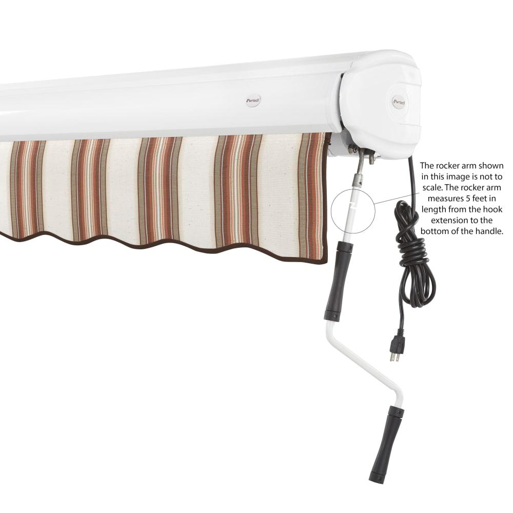 Full Cassette Right Motorized Patio Retractable Awning, Brown/Tan/Terracotta. Picture 6